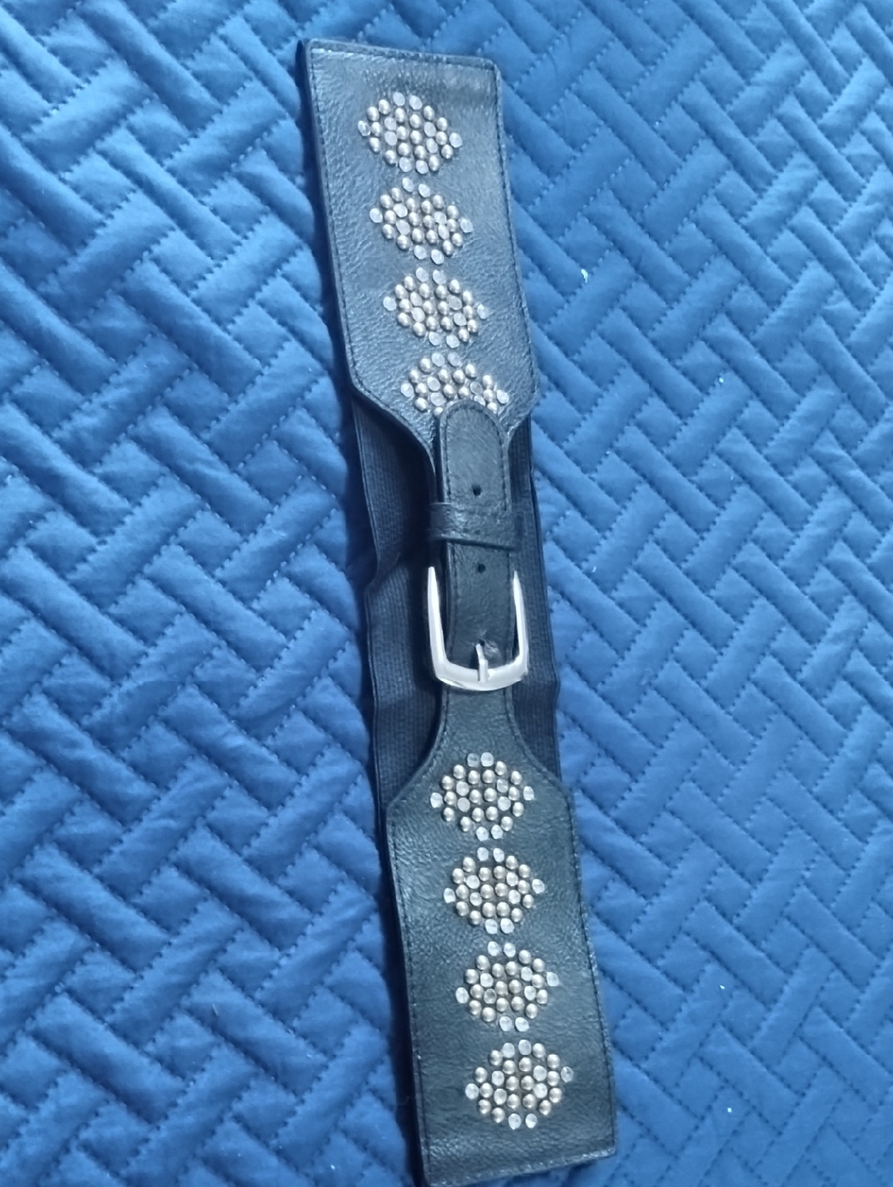 Studded Black Elastic Waist Belt
